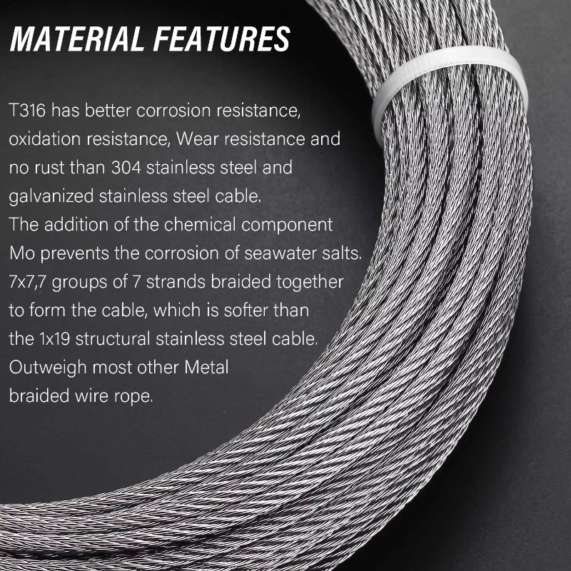 Lina stalowa 7X19 Średnica 3,1 – Stainless Wire Ss316 recenzja i cena